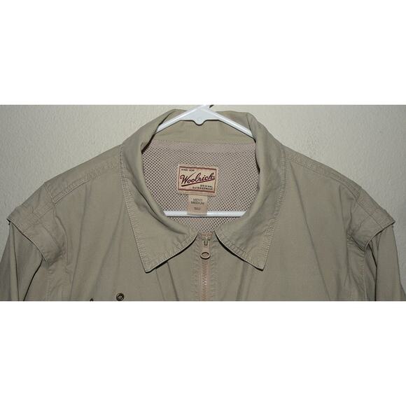 Woolrich Mens Med. Khaki Fishing Photo Hiking Safari Vest Jacket Zip Off Sleeves - Picture 2 of 4